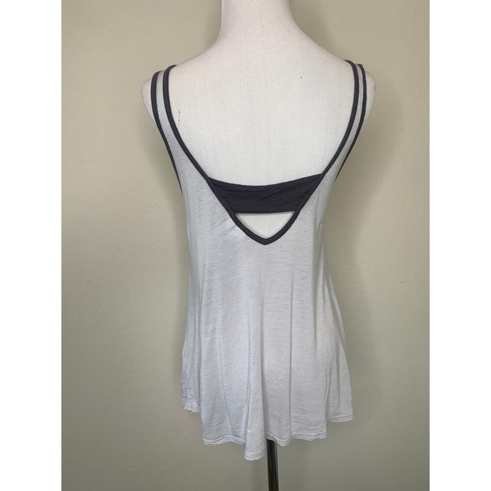 Free Press Thin Tank Top Gray Dark Gray Trim Sz XS - Picture 2 of 8